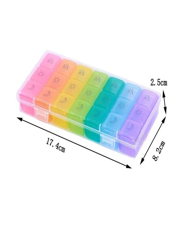 ZIBUYU® Weekly Pill Box Organizer 7-Piece Daily Tablet Cases with Time-of-Day Labels Food Grade PP, Semi-Transparent with Divided Lids for Easy Sorting & Travel, with Pill Boxes Storage Case - Image 2